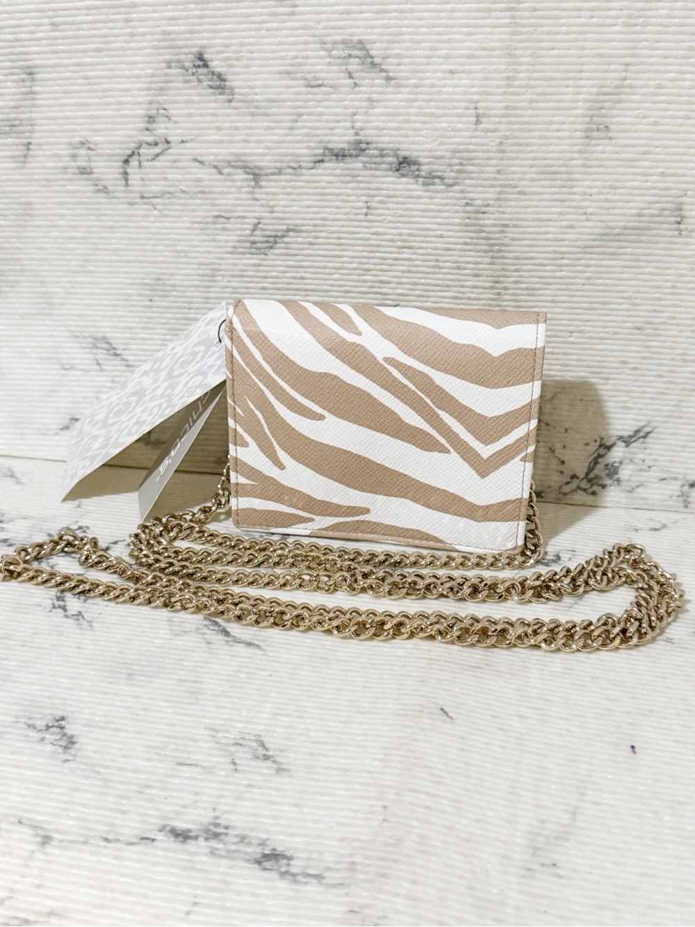 Chico’s Graphic Zebra Wallet Crossbody (Removable Chain)